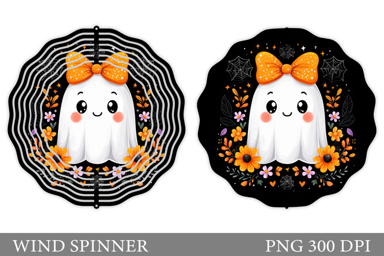 Cute Ghost Wind Spinner Design. Cute Halloween Wind Spinner