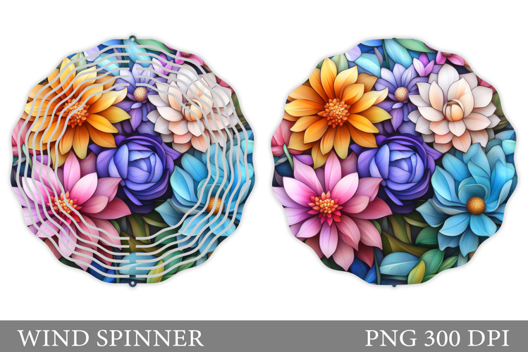 Flowers Wind Spinner Design. Floral Wind Spinner Sublimation