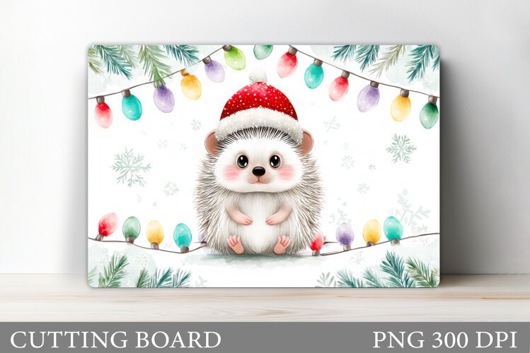 Christmas Hedgehog Cutting Board. Christmas Cutting Board example image 1