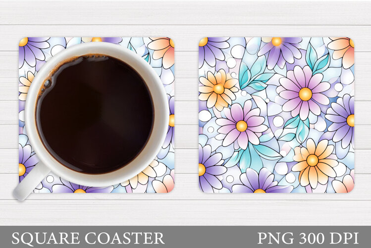 Floral Coaster Design. Flowers Coaster Sublimation example image 1