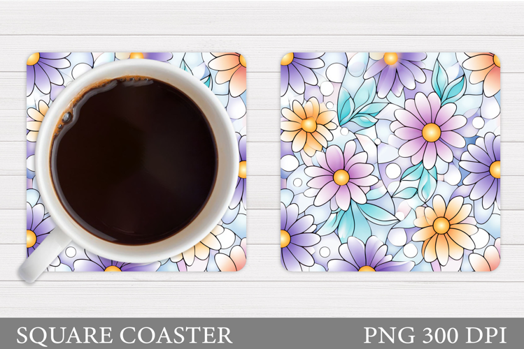 Floral Coaster Design. Flowers Coaster Sublimation