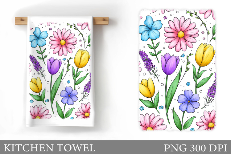 Flowers Kitchen Towel. Floral Kitchen Towel Sublimation