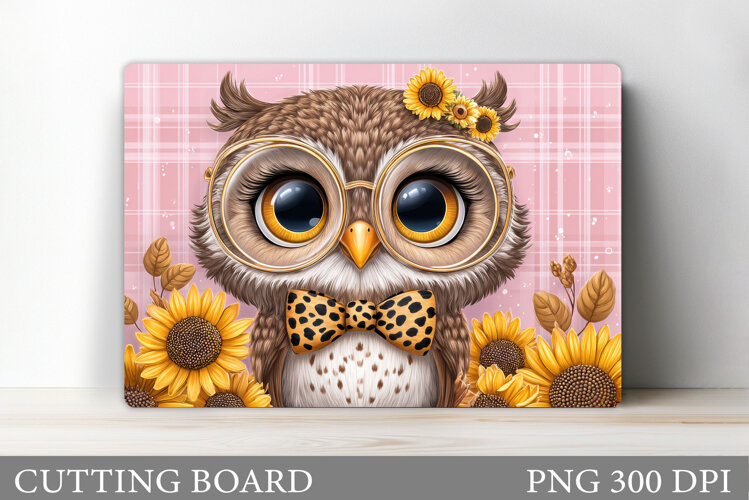 Cute Owl Cutting Board. Owl Flowers Kitchen Cutting Board example image 1