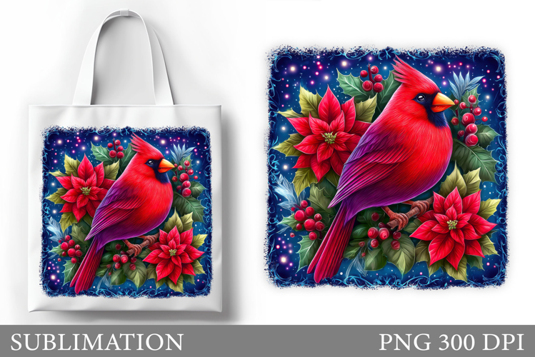 Christmas Cardinal Tote Bag. Christmas Tote Bag Design