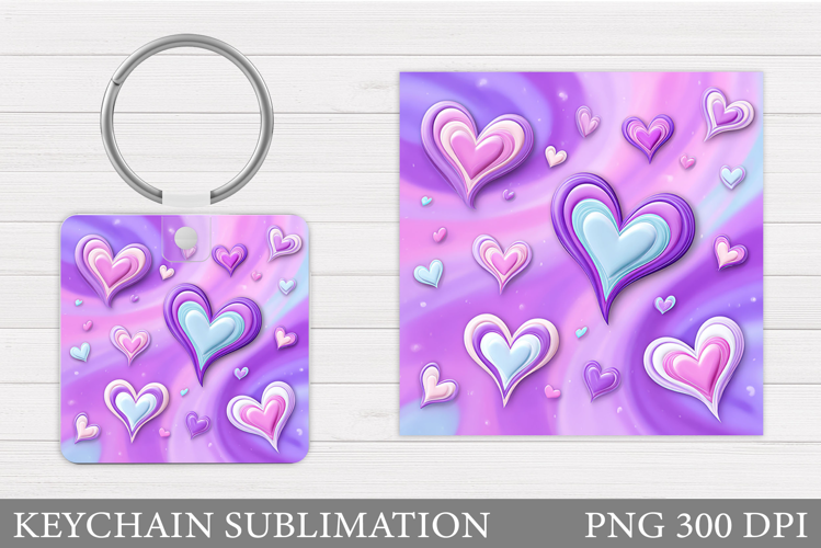 Hearts Keychain Sublimation. Valentine Keychain Design