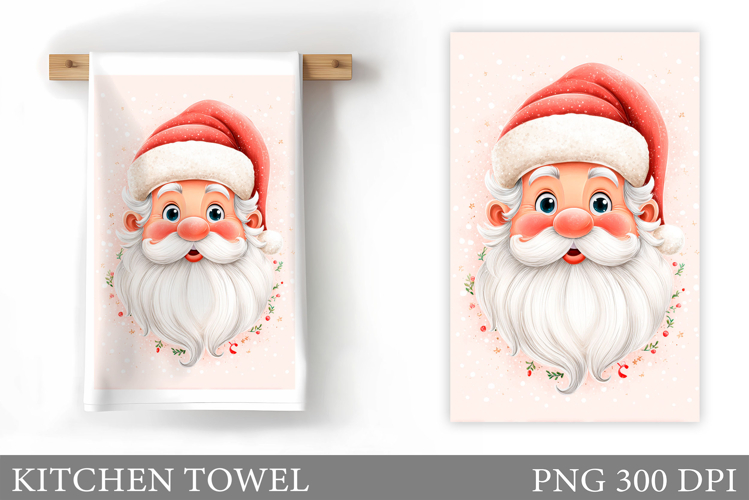 Santa Claus Kitchen Towel. Christmas Kitchen Towel Design