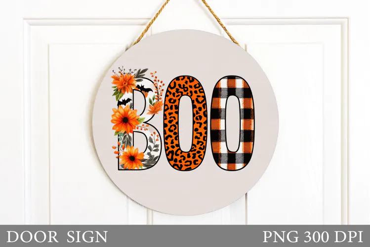 Boo Door Sign Design. Halloween Door Sign Sublimation