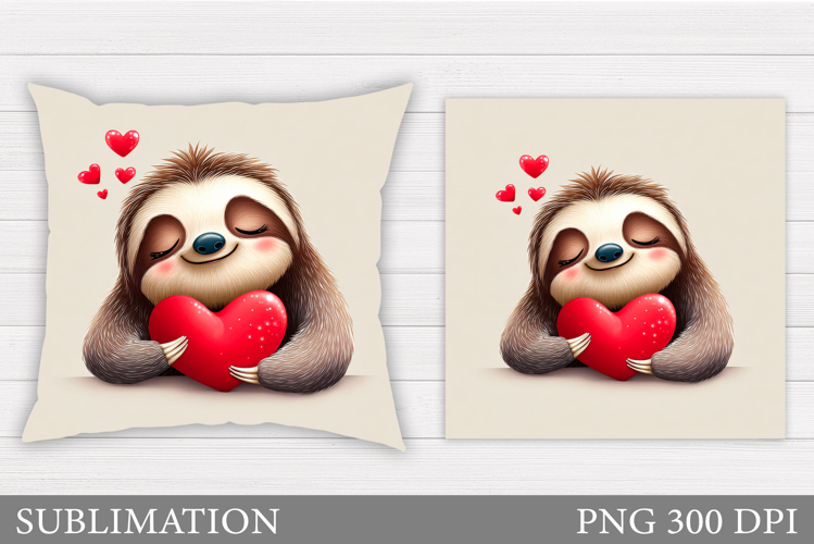 Cute Sloth Pillow Design. Valentine Pillow Sublimation