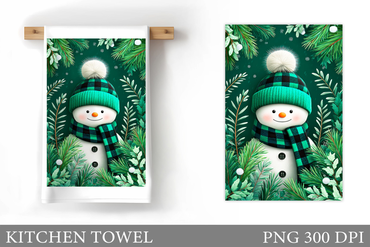 Snowman Kitchen Towel Design. Christmas Kitchen Towel
