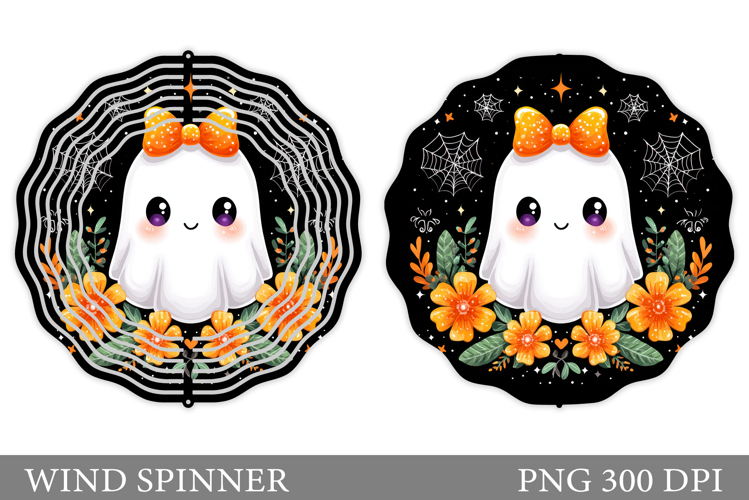 Cute Ghost Wind Spinner Design. Cute Halloween Wind Spinner