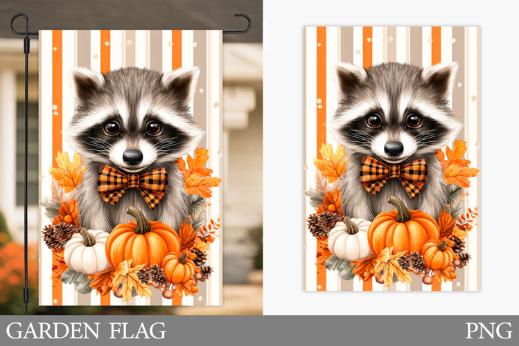 Fall Raccoon Garden Flag. Fall Garden Flag Sublimation