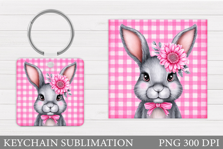 Cute Bunny Keychain. Spring Bunny Keychain Sublimation