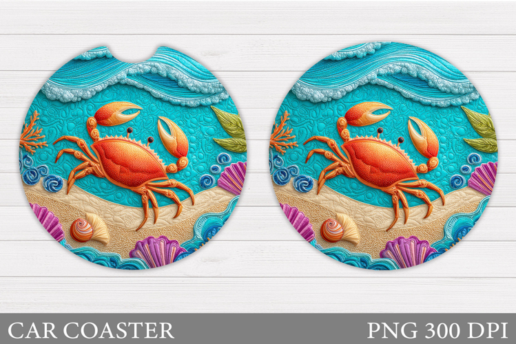 Crab Car Coaster Design. Sea Car Coaster Sublimation