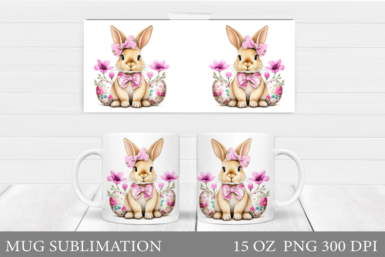 Easter Bunny Mug Design. Easter Mug Wrap Sublimation