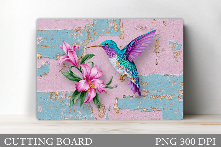 Hummingbird Cutting Board. Flowers Kitchen Cutting Board
