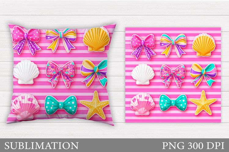 Seashell Pillow Design. Starfish Pillow Sublimation