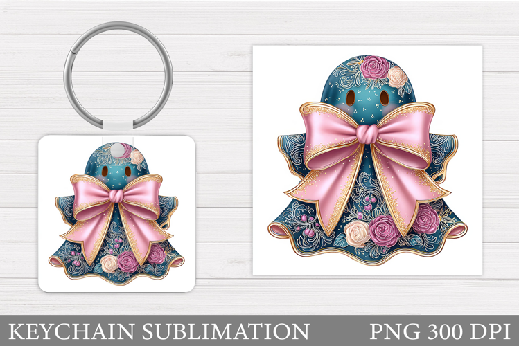 Cute Ghost Keychain Design. Halloween Keychain Sublimation