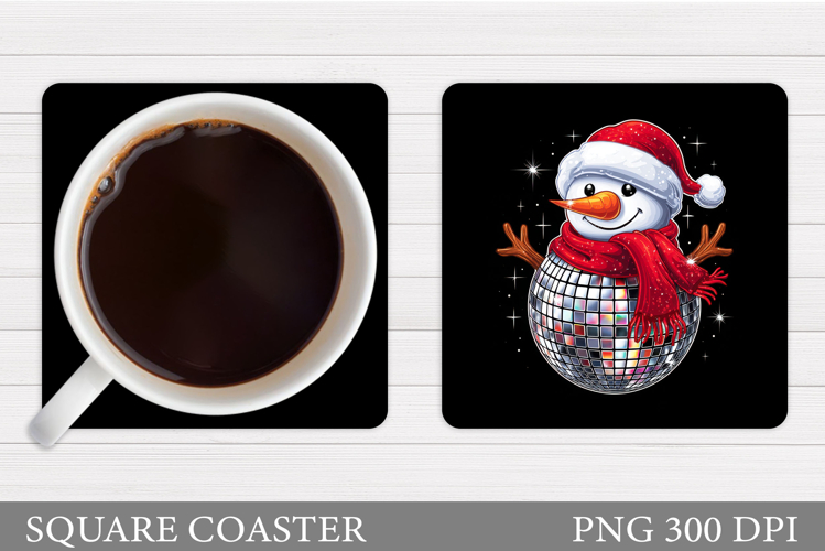 Christmas Disco Snowman Coaster. Christmas Coaster Design