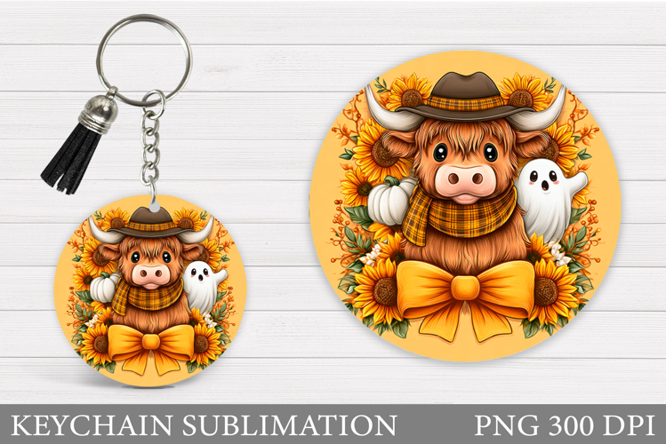 Halloween Cow Keychain. Halloween Keychain Sublimation