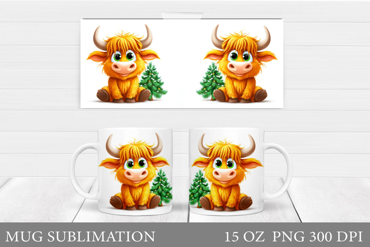 Christmas Cow Mug Design. Christmas Mug Sublimation