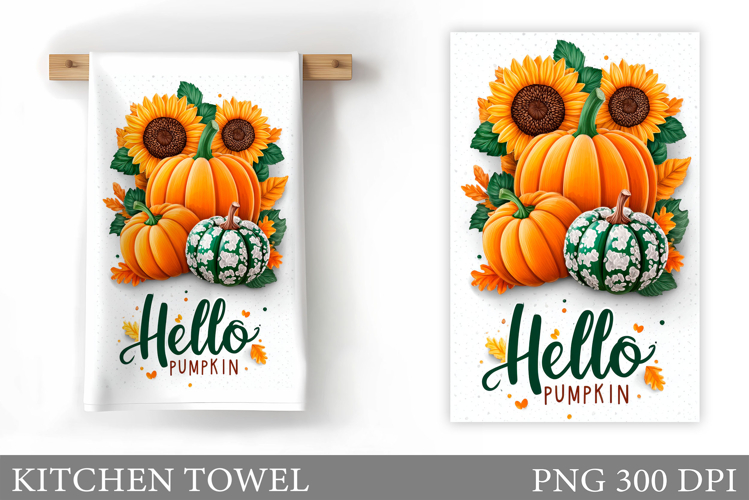 Pumpkin Kitchen Towel. Hello Pumpkin Kitchen Towel Design