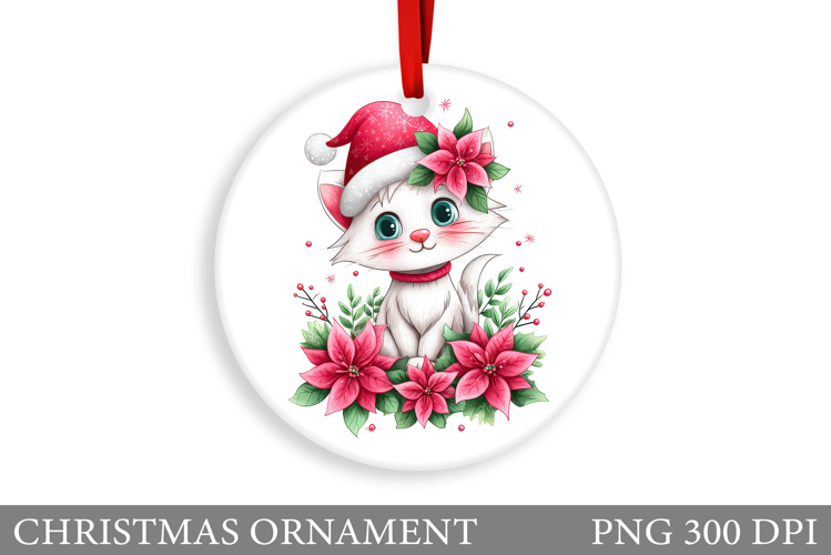 Cute Cat Christmas Ornament. Winter Cat Christmas Ornament