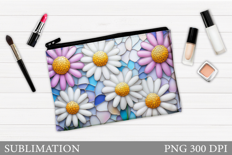 Daisy Flowers Makeup Bag. Flowers Makeup Pouch Sublimation