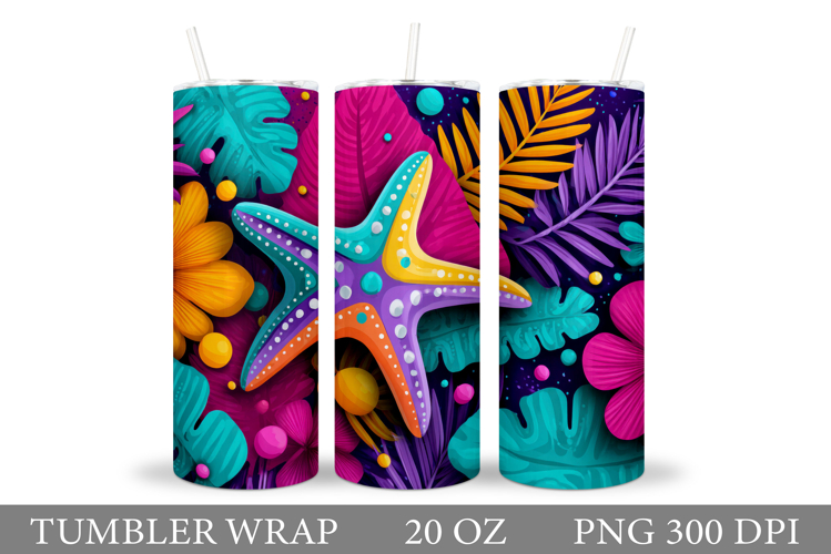 Starfish Tumbler Sublimation. Sea Tumbler Wrap Design