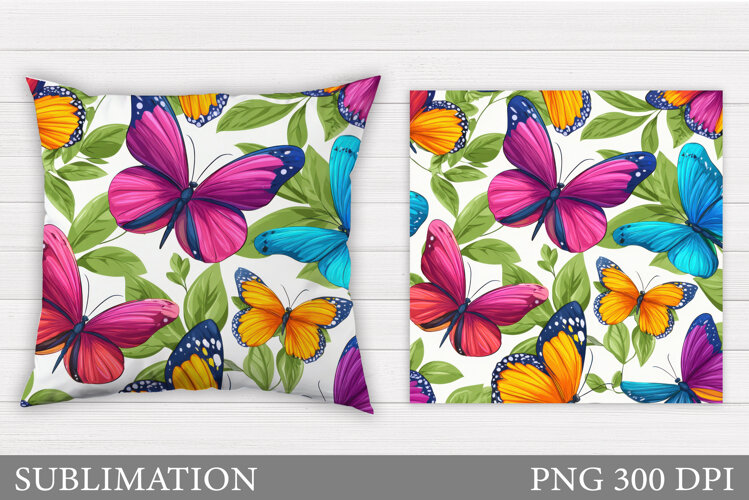 Butterflies Sublimation. Butterflies Pillow Sublimation example image 1
