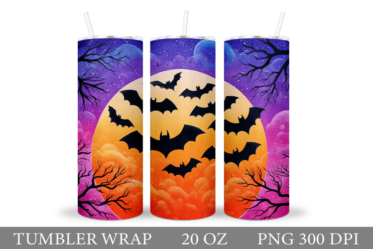 Halloween Bat Tumbler Design. Bat Silhouette Tumbler Wrap