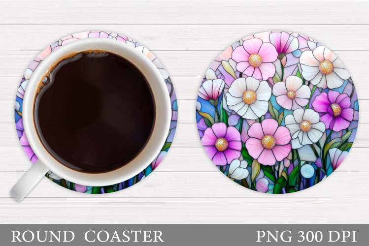 Floral Coaster Design. Flowers Coaster Sublimation example image 1