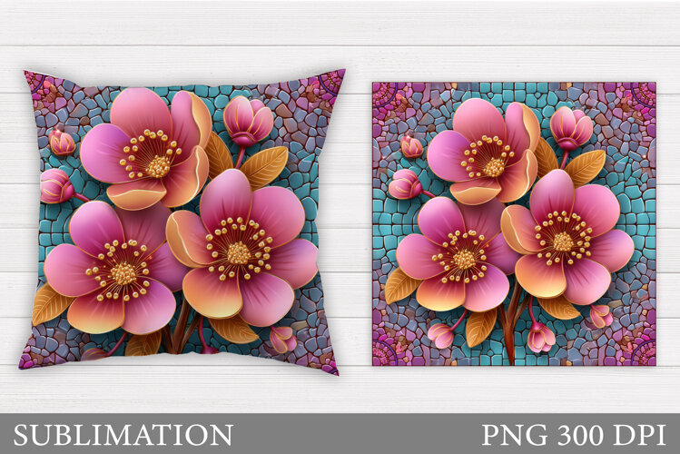 Flowers Sublimation. Flowers Pillow Design example image 1