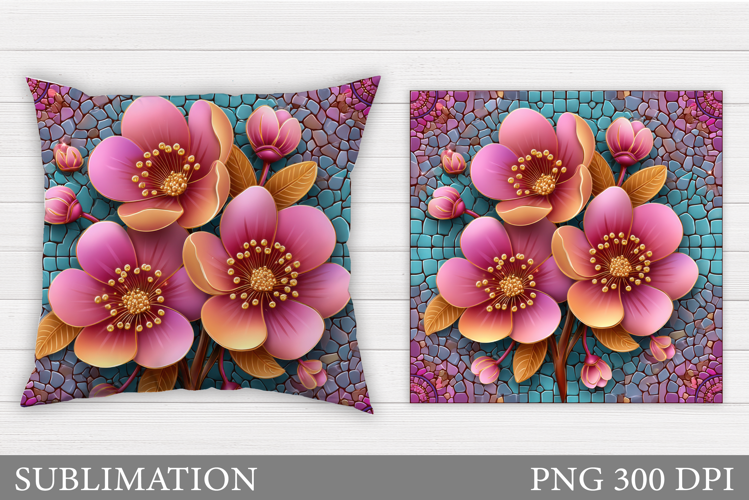 Flowers Sublimation. Flowers Pillow Design