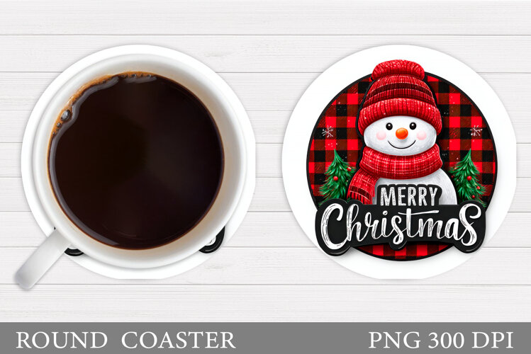 Cute Snowman Coaster Design. Christmas Coaster Sublimation example image 1