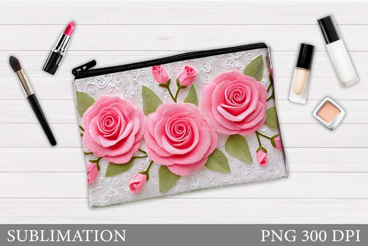 Roses Makeup Bag Sublimation. Floral Makeup Bag Design example image 1