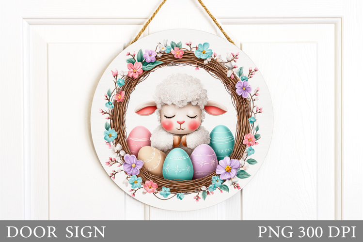 Easter Lamb Door Sign. Easter Door Sign Sublimation