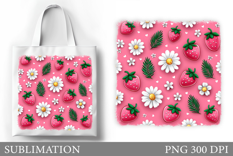 Strawberry Sublimation. Strawberry Tote Bag Design