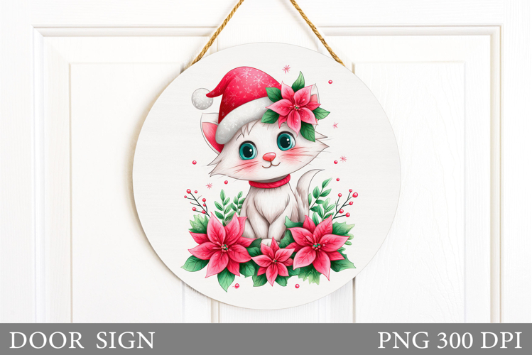 Christmas Cat Door Sign. Christmas Door Sign Design