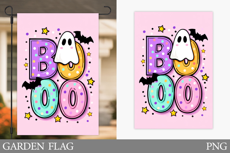 Boo Garden Flag Sublimation. Halloween Garden Flag Design