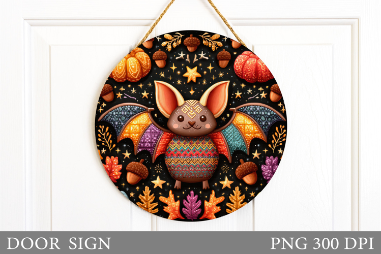 Bat Door Sign Sublimation. Halloween Door Sign Design