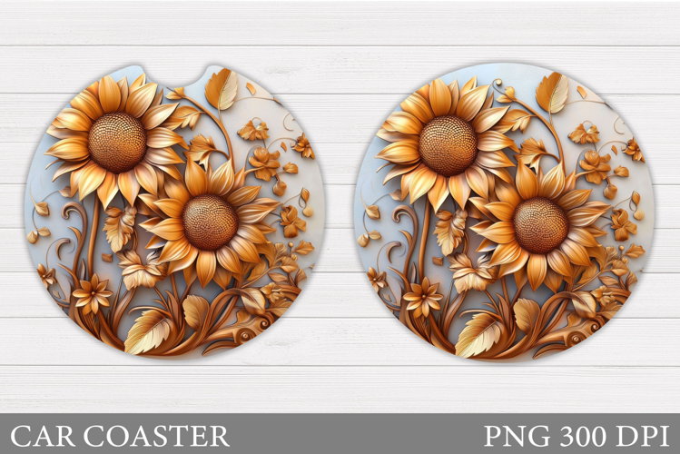 Sunflowers Car Coaster. Sunflowers Coaster Sublimation