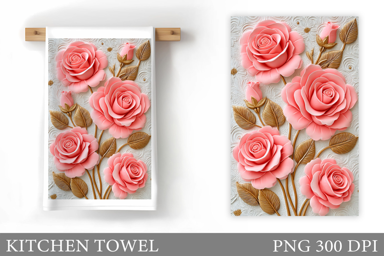 Roses Kitchen Towel. Flowers Kitchen Towel Design