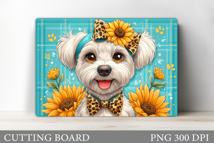 Cute Dog Cutting Board Design. Dog Flowers Cutting Board