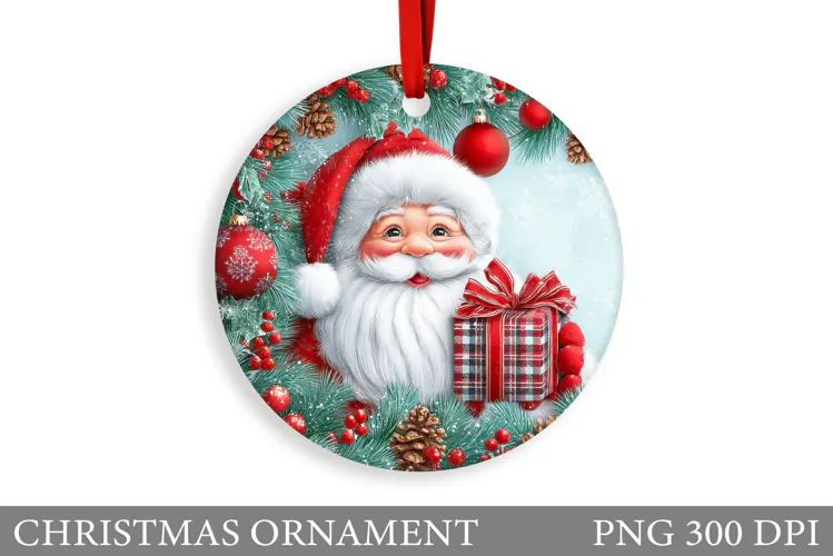 Cute Santa Claus Christmas Ornament. Santa Claus Sublimation