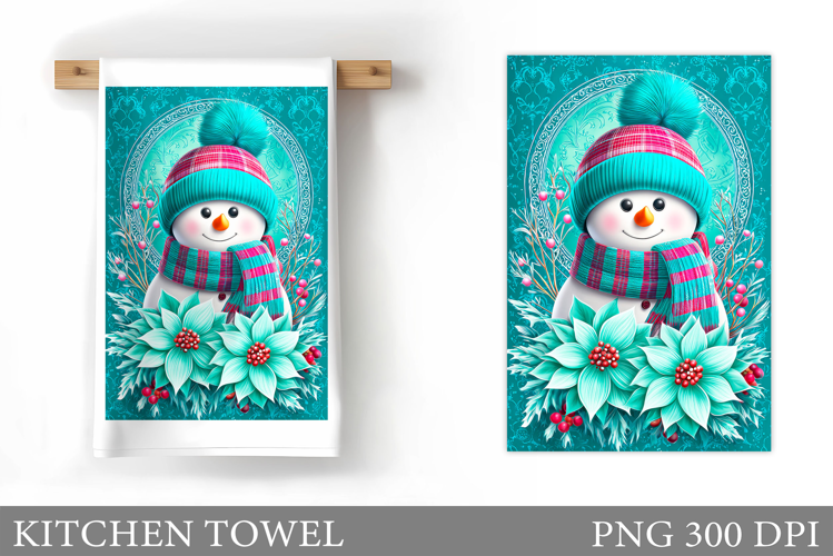 Snowman Kitchen Towel Design. Christmas Kitchen Towel