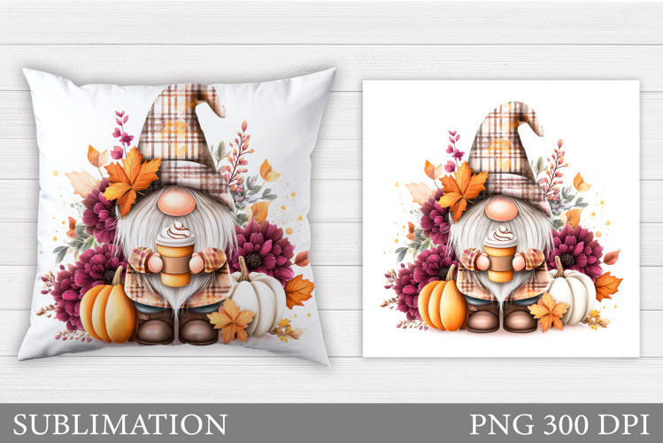 Fall Gnome Pillow Design. Fall Gnome Sublimation