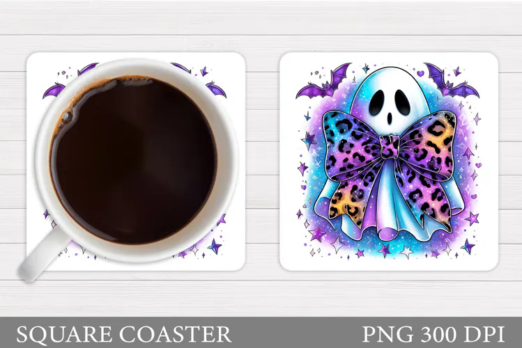 Ghost Coaster Design. Halloween Sublimation