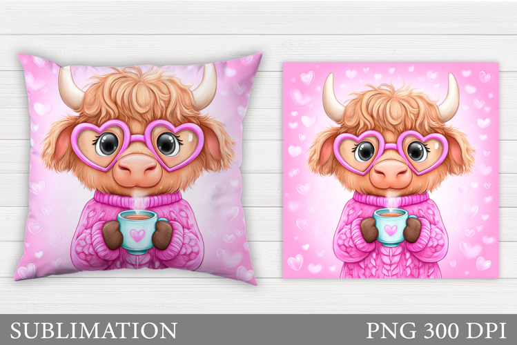 Valentines Cow Pillow. Valentines Pillow Sublimation