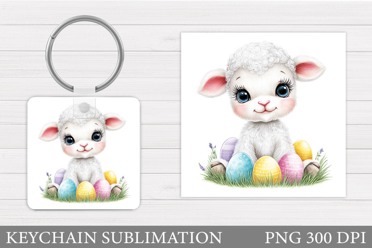 Easter Lamb Keychain Sublimation. Easter Keychain Design