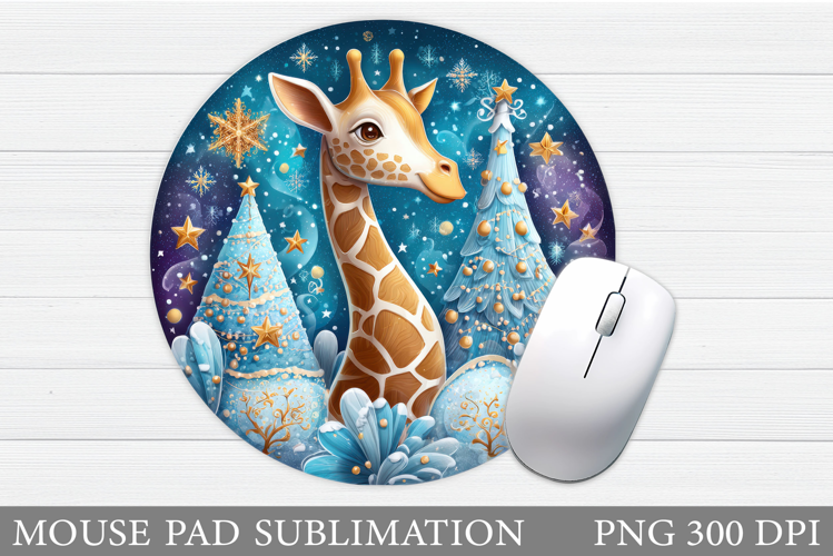 Cute Giraffe Mouse Pad Design. Christmas Mouse Pad